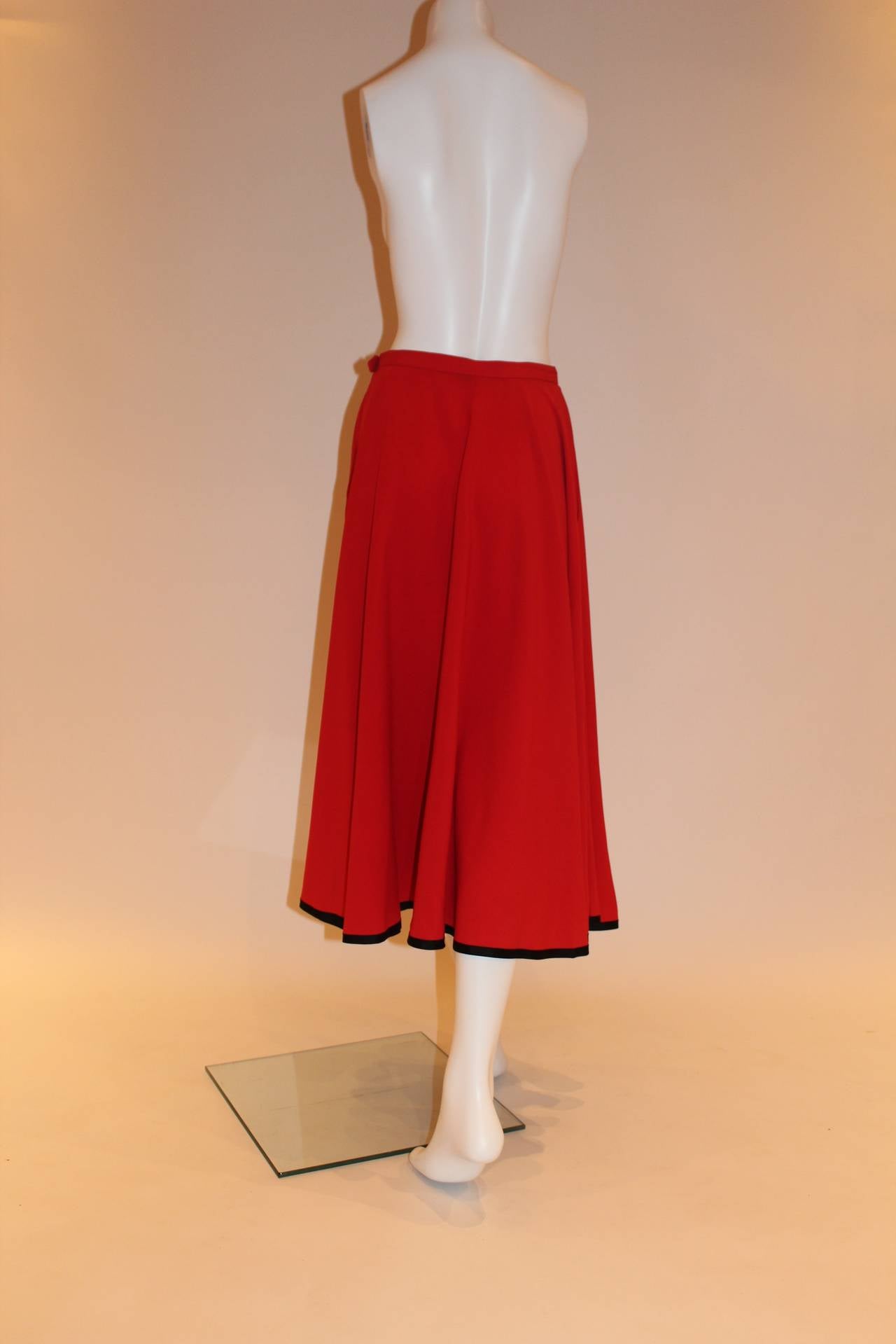 Yves Saint Laurent Rive Gauche Vintage Red Skirt 3