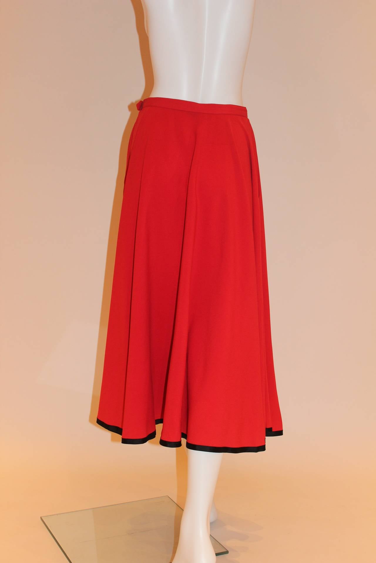 Yves Saint Laurent Rive Gauche Vintage Red Skirt 4