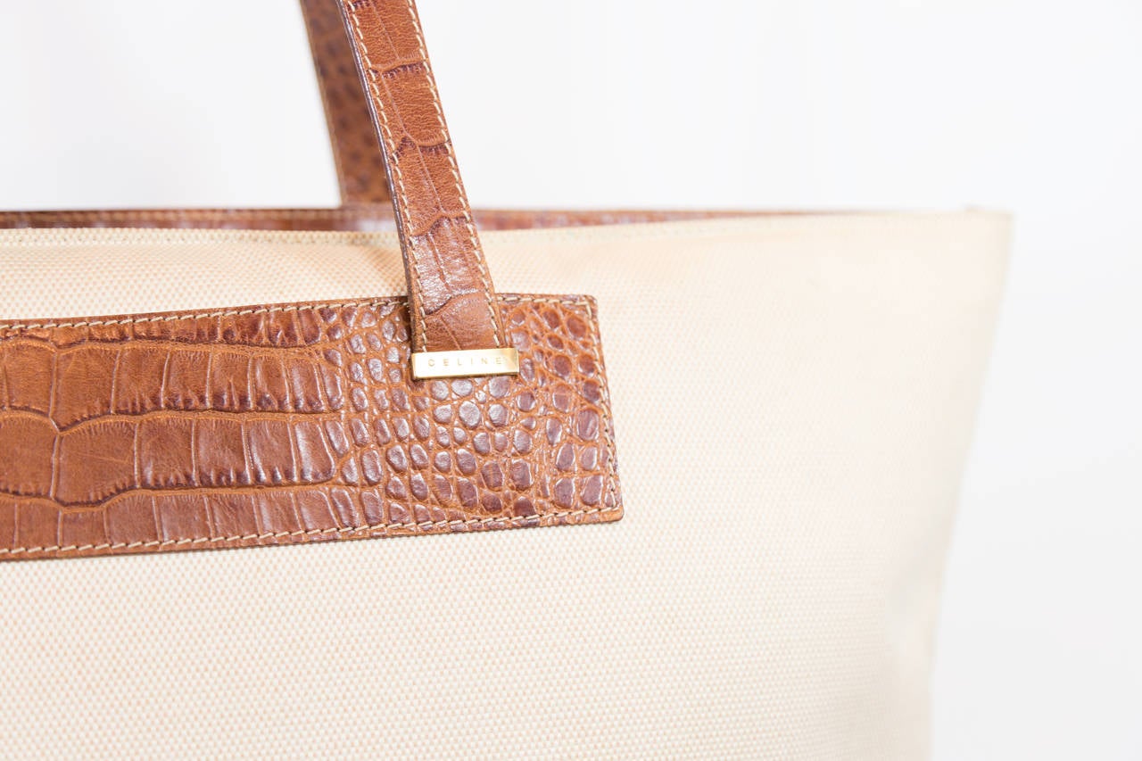 mini luggage tote celine - celine - orange croc trimmed