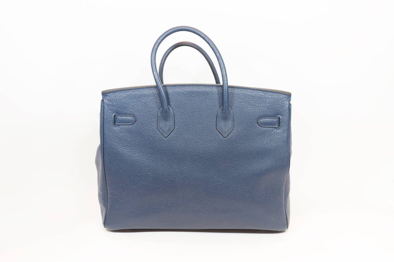 Hermes Blue Jean Leather Birkin Bag