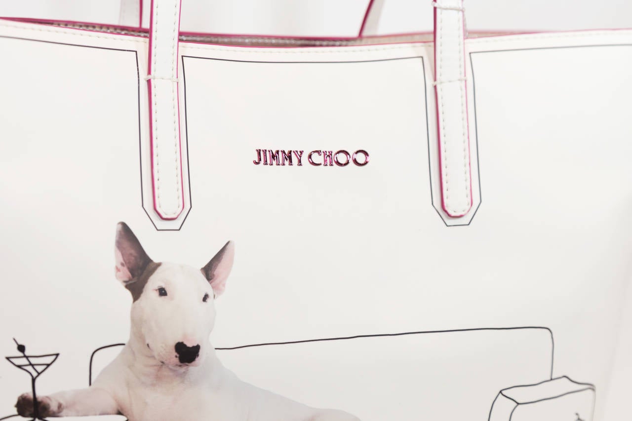 Jimmy Choo White Sara M Tote In New Condition In New York, NY