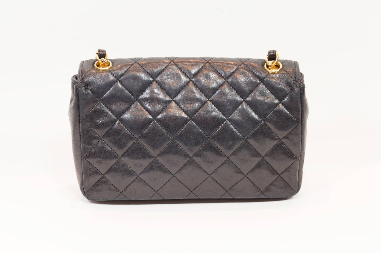 Chanel Vintage Black Quilted Cross Body Bag In Good Condition In New York, NY