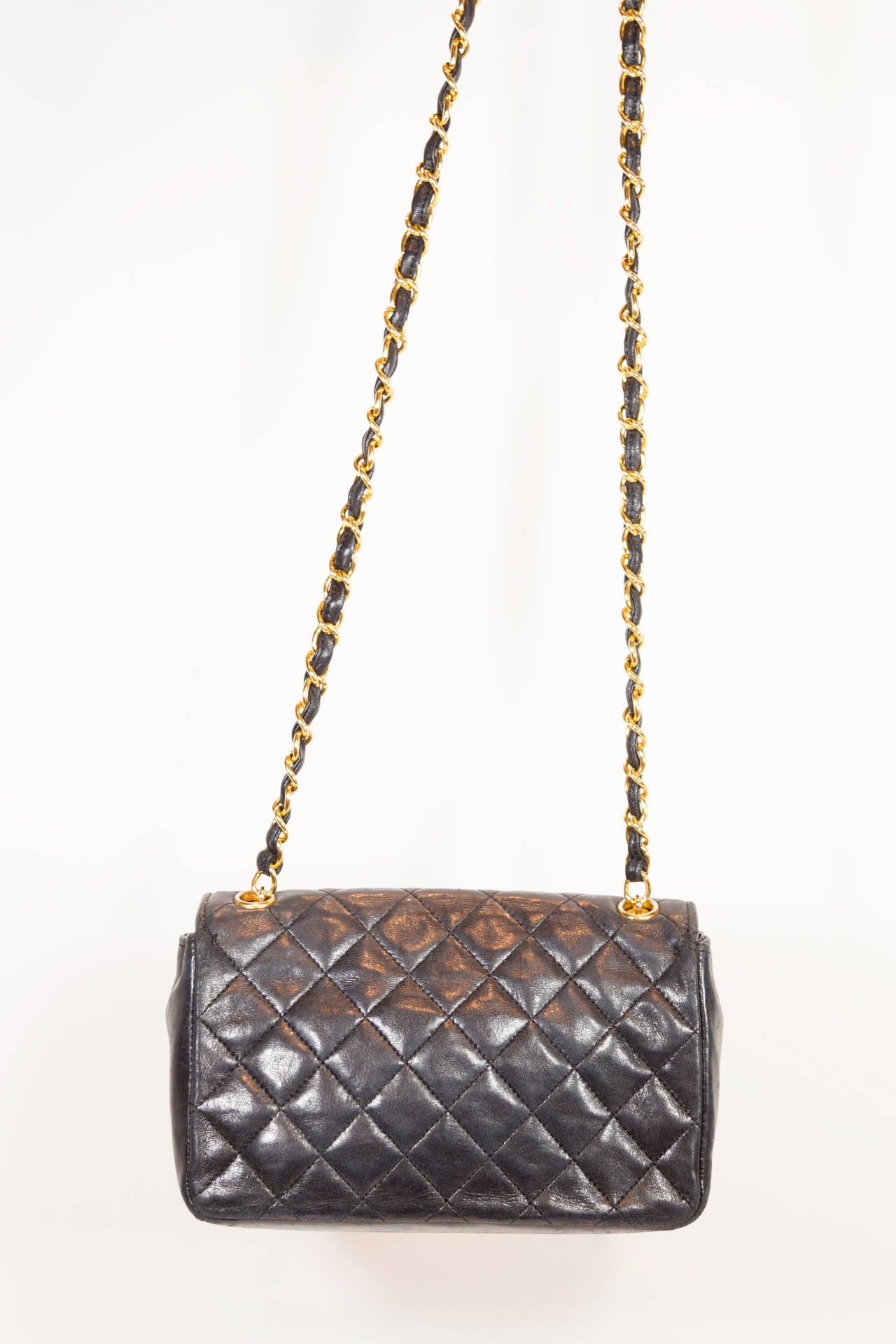 Chanel Vintage Black Quilted Cross Body Bag 1