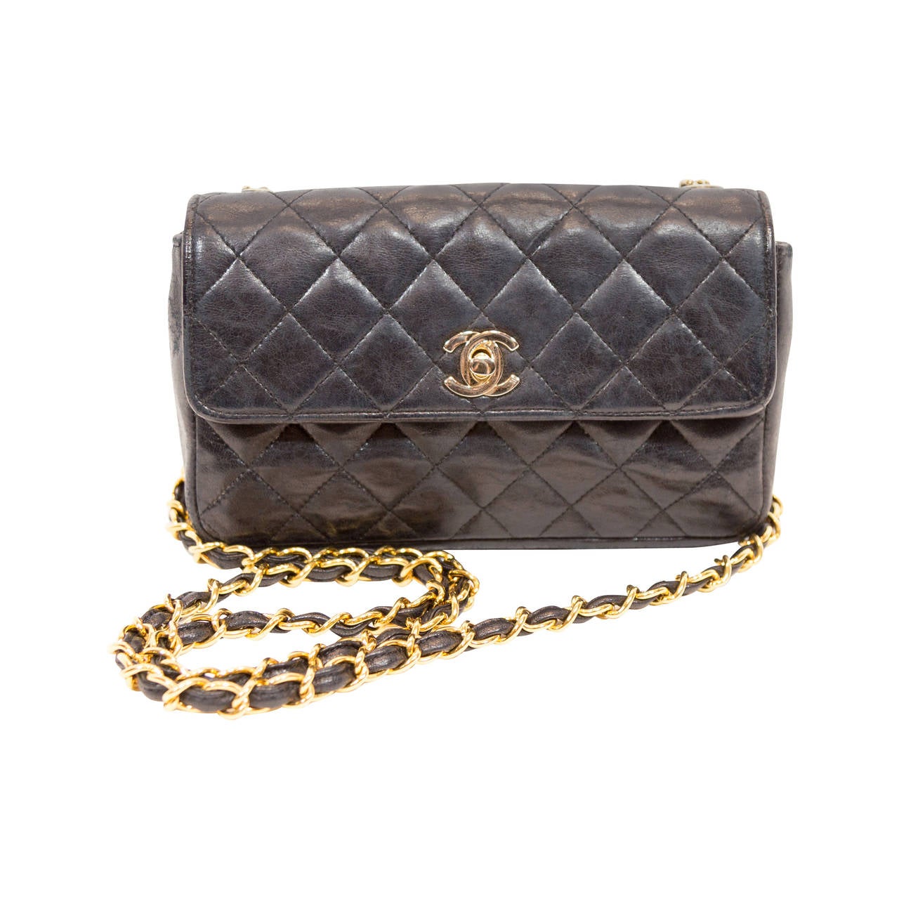 Chanel Vintage Black Quilted Cross Body Bag at 1stdibs