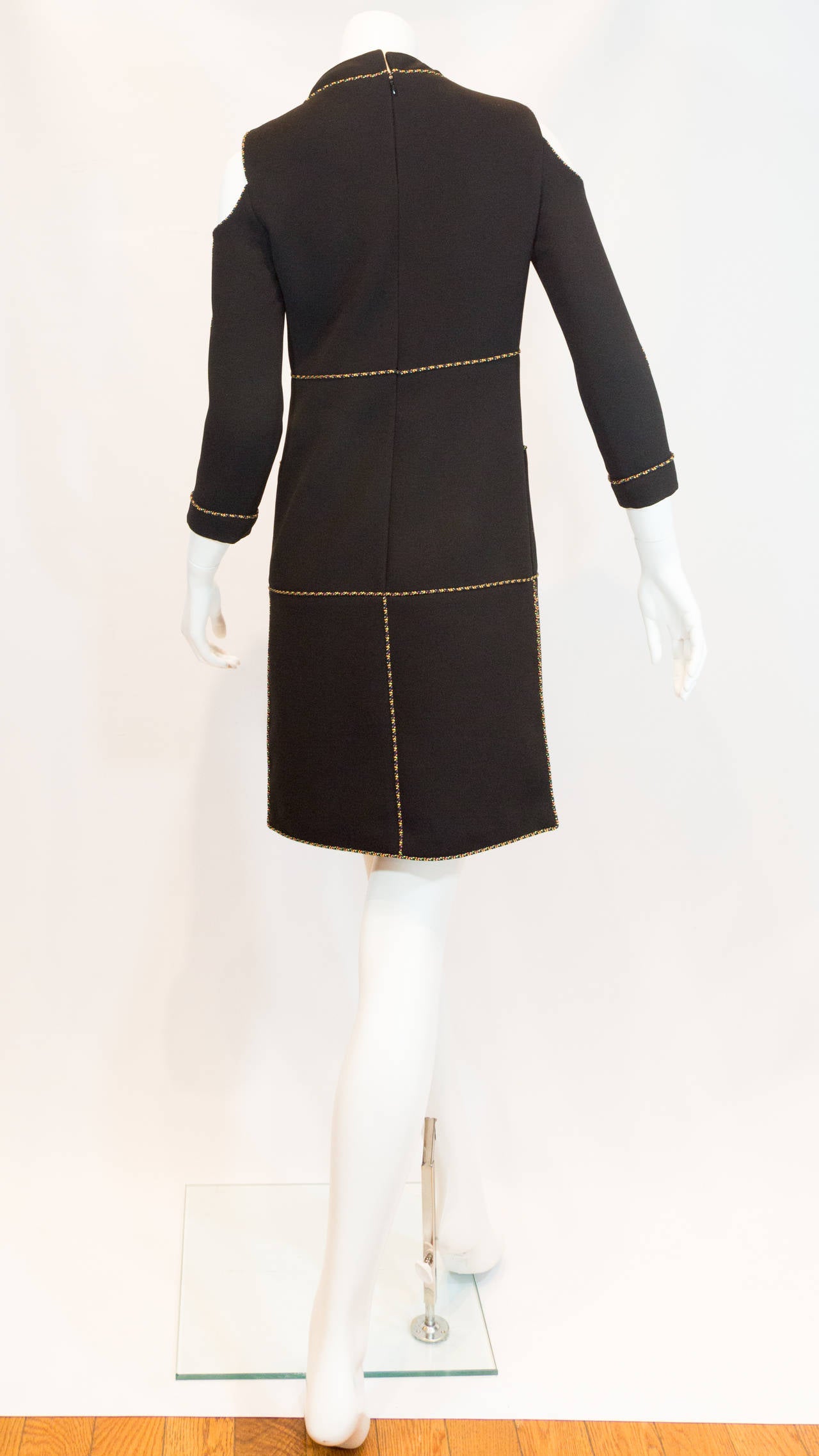 2014 Chanel Black Dress with Multicolor Trim In New Condition In New York, NY