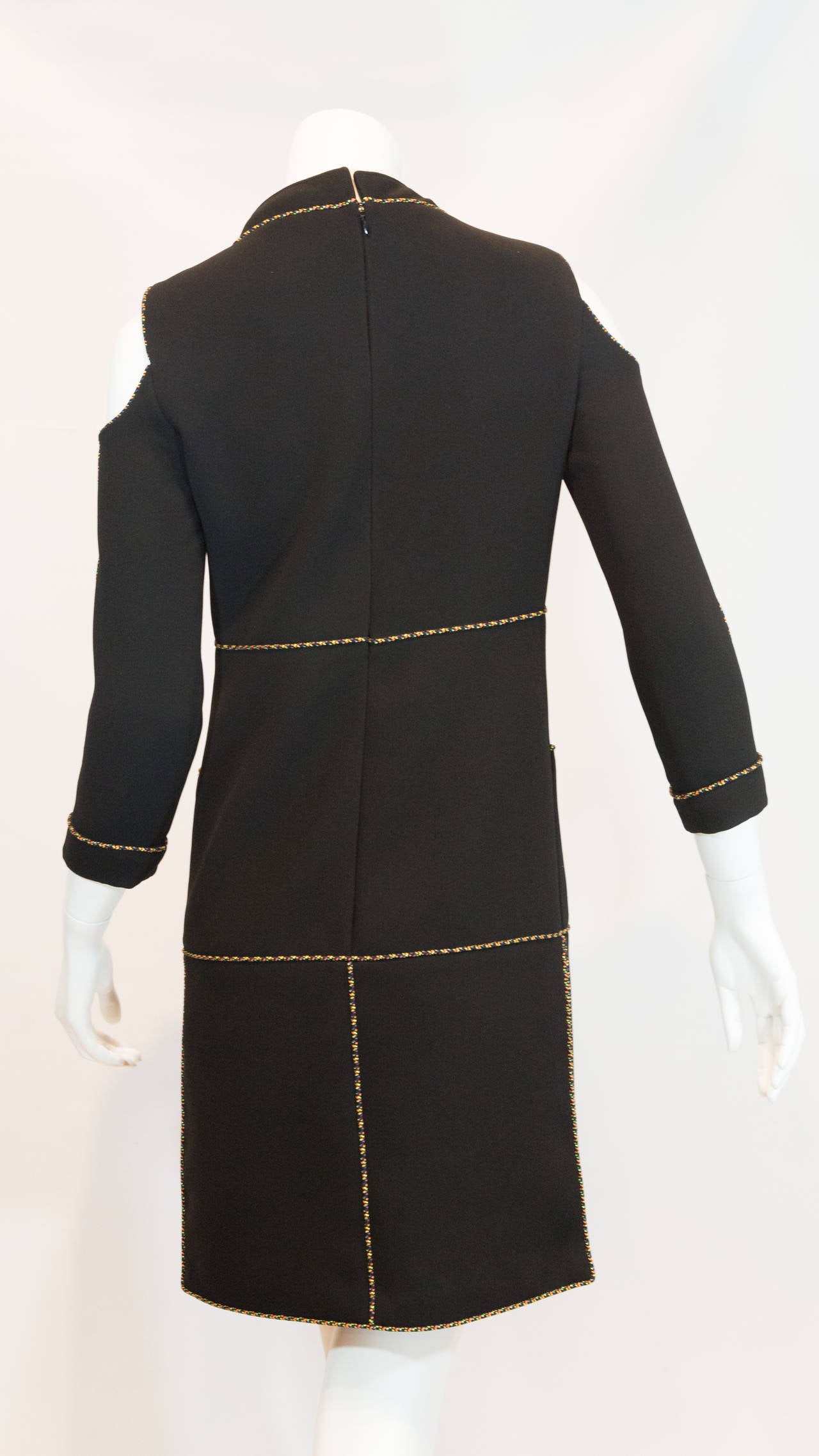 Women's 2014 Chanel Black Dress with Multicolor Trim