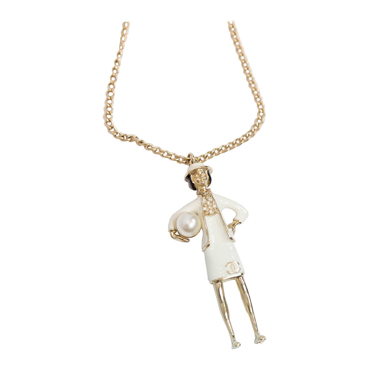 Chanel miniature Coco Chanel figurine necklace at 1stDibs