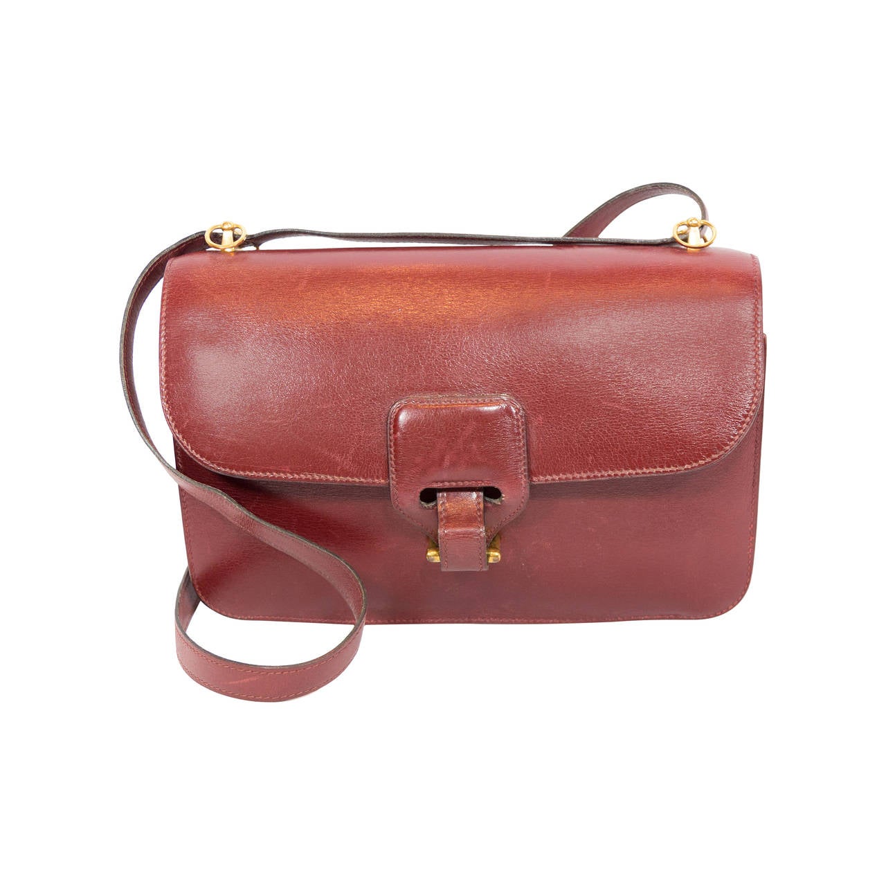 Hermes Burgundy  Box Calf Shoulder Bag