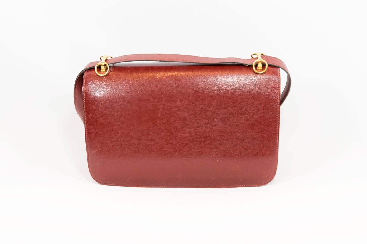 Pink Hermes Burgundy  Box Calf Shoulder Bag