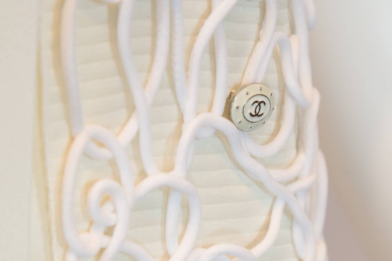 Chanel 2014 White Silk Textured Dress 2