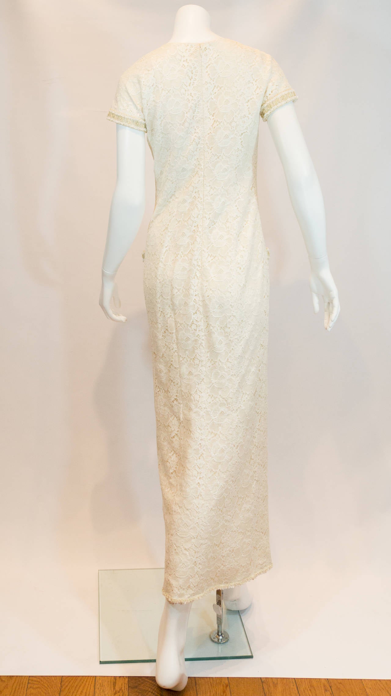Beige 2014 Chanel White Lace Dress