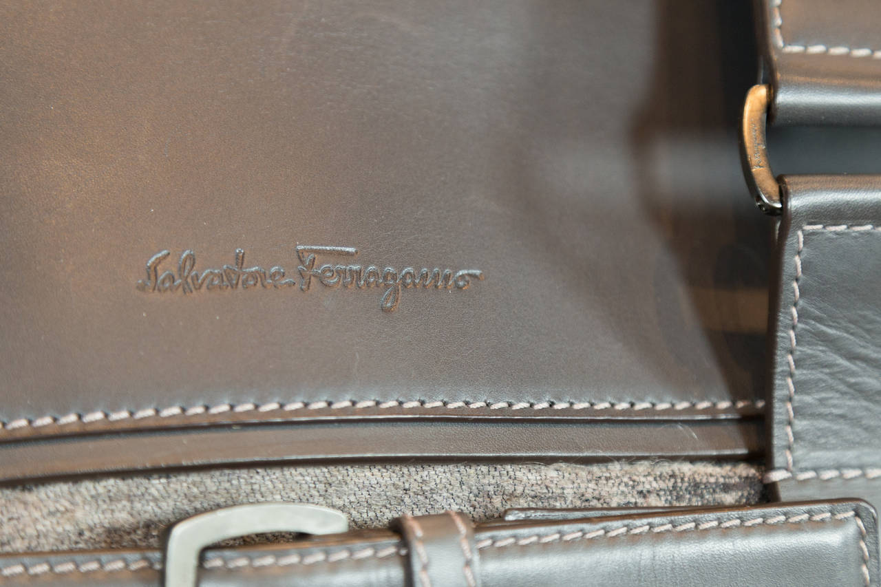 Salvatore Ferragamo Brown Leather Overnight Bag 2