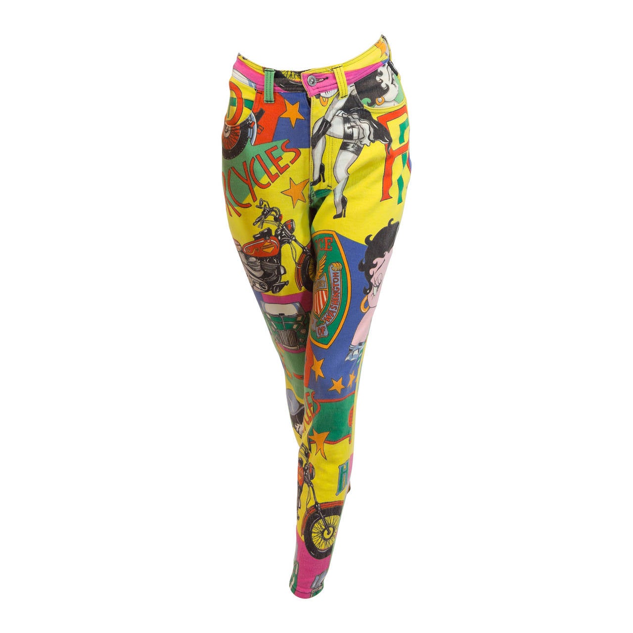 1990s Gianni Versace Couture Betti Boop Print Jeans