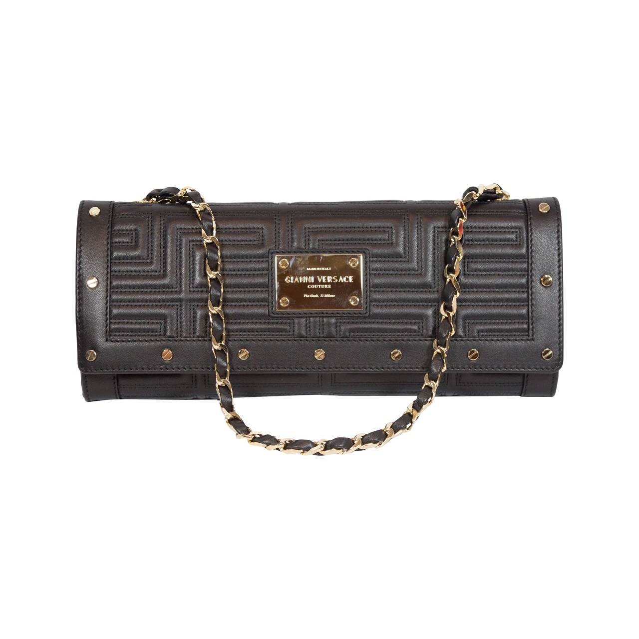 Gianni Versace Black Patent Leather Clutch