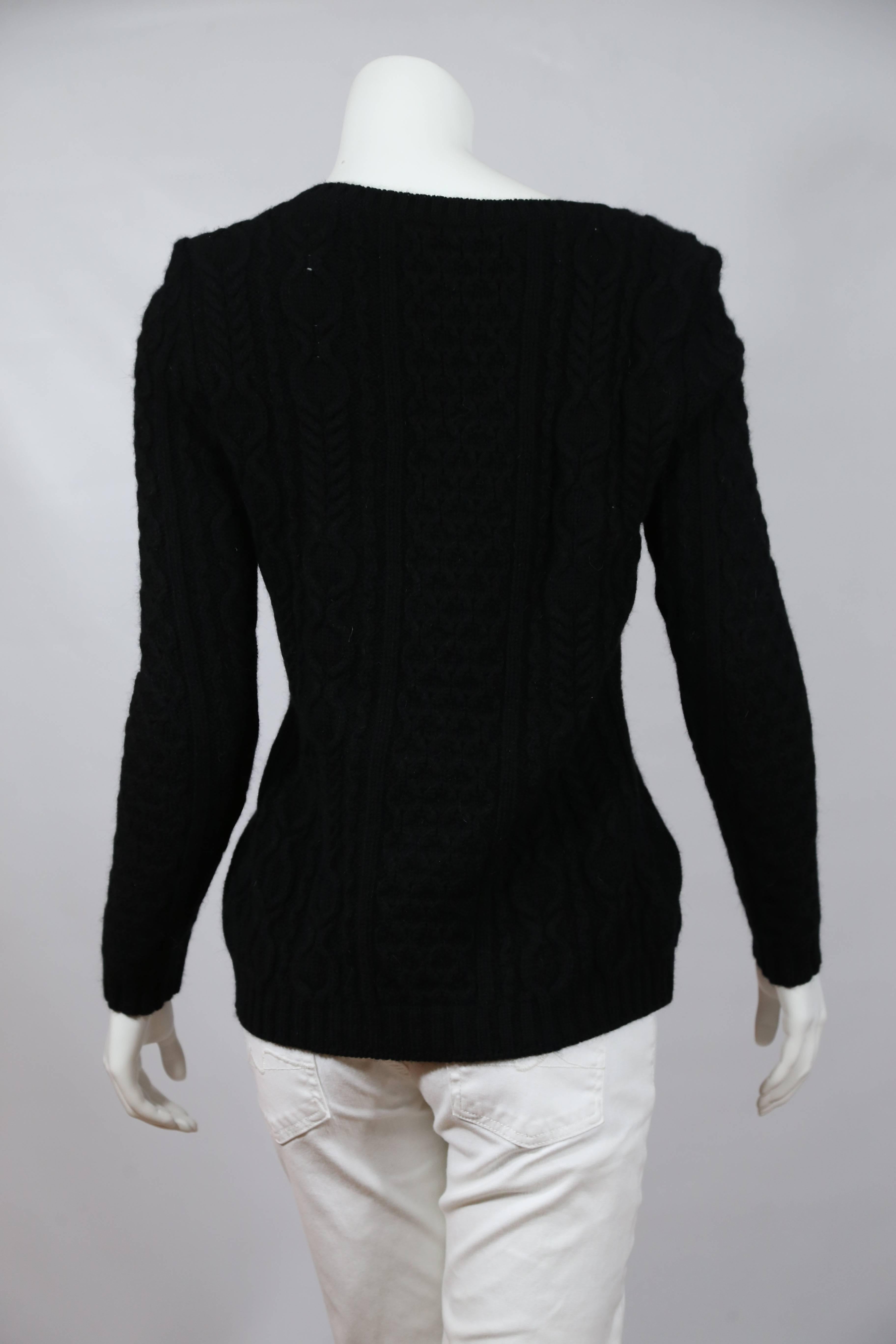 Christian Dior black  ribbed cashmere sweater. 