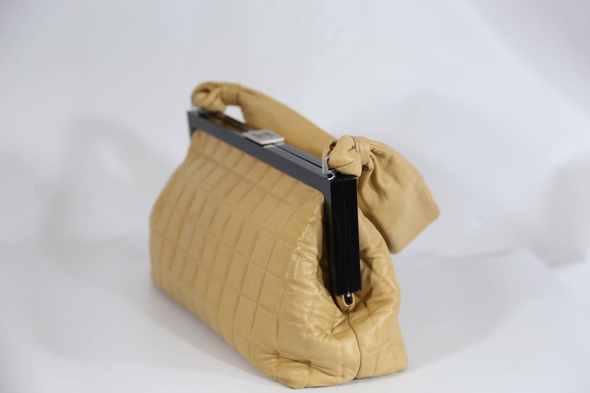 Chanel Beige Quilted Handbag In Excellent Condition In New York, NY
