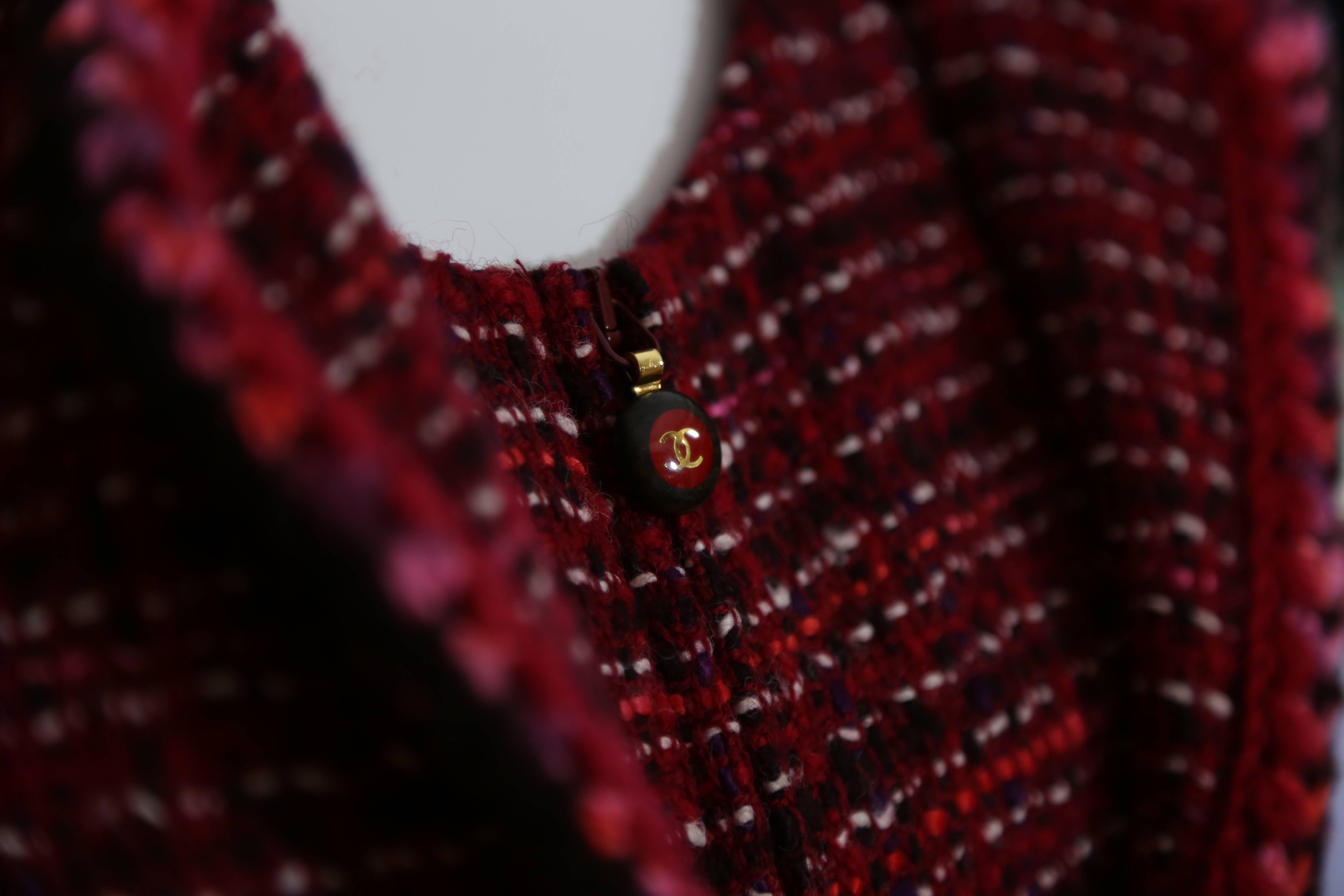 Chanel Red Wool Tweed Dress and  Jacket 3