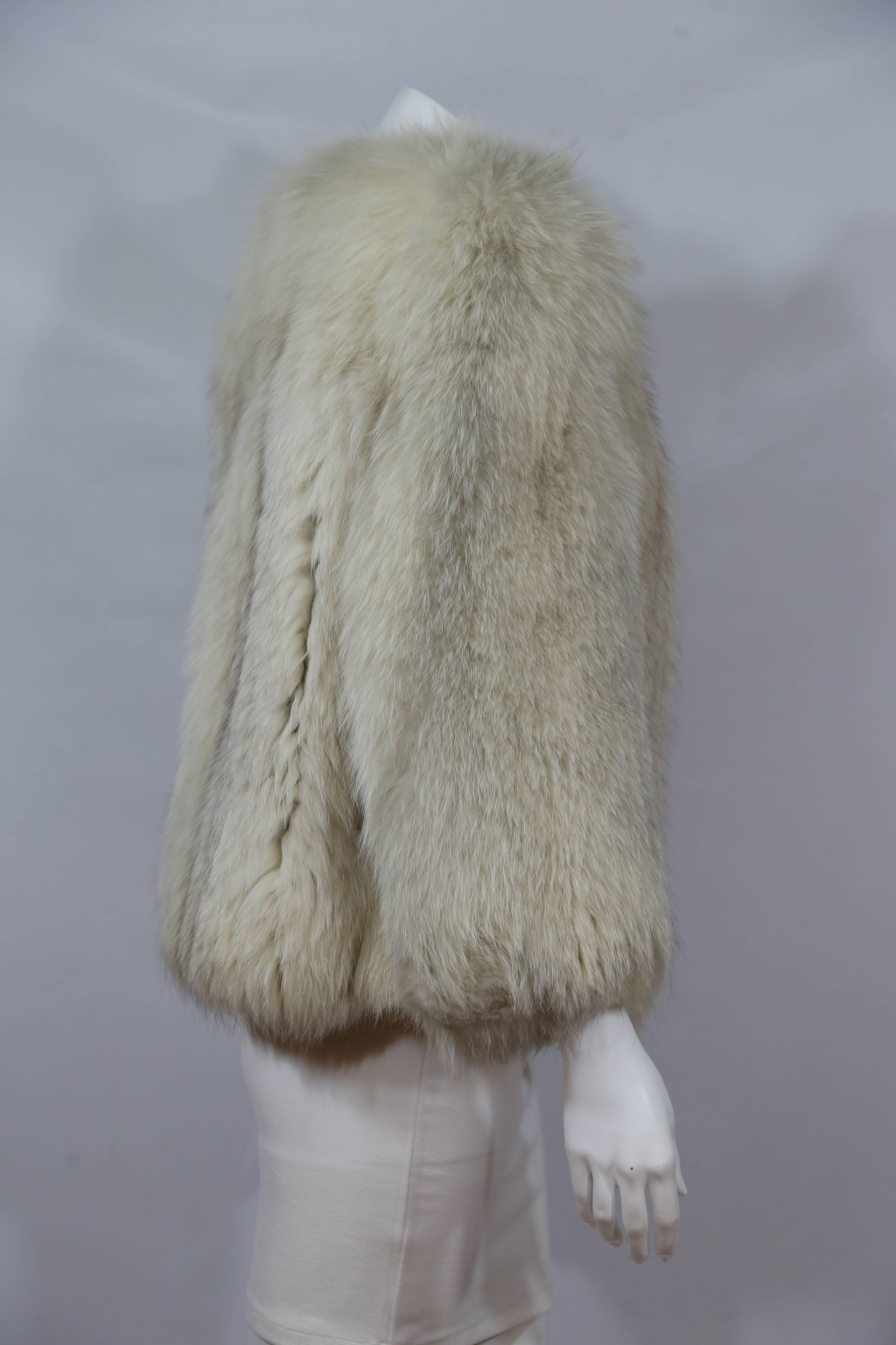 Gray Off White Fox Fur Coat