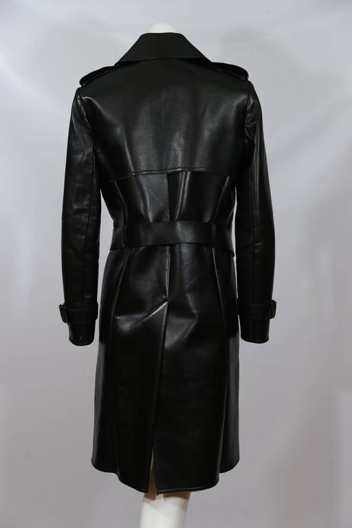 Salvatore Ferragamo Black Leather Belted Coat For Sale at 1stDibs