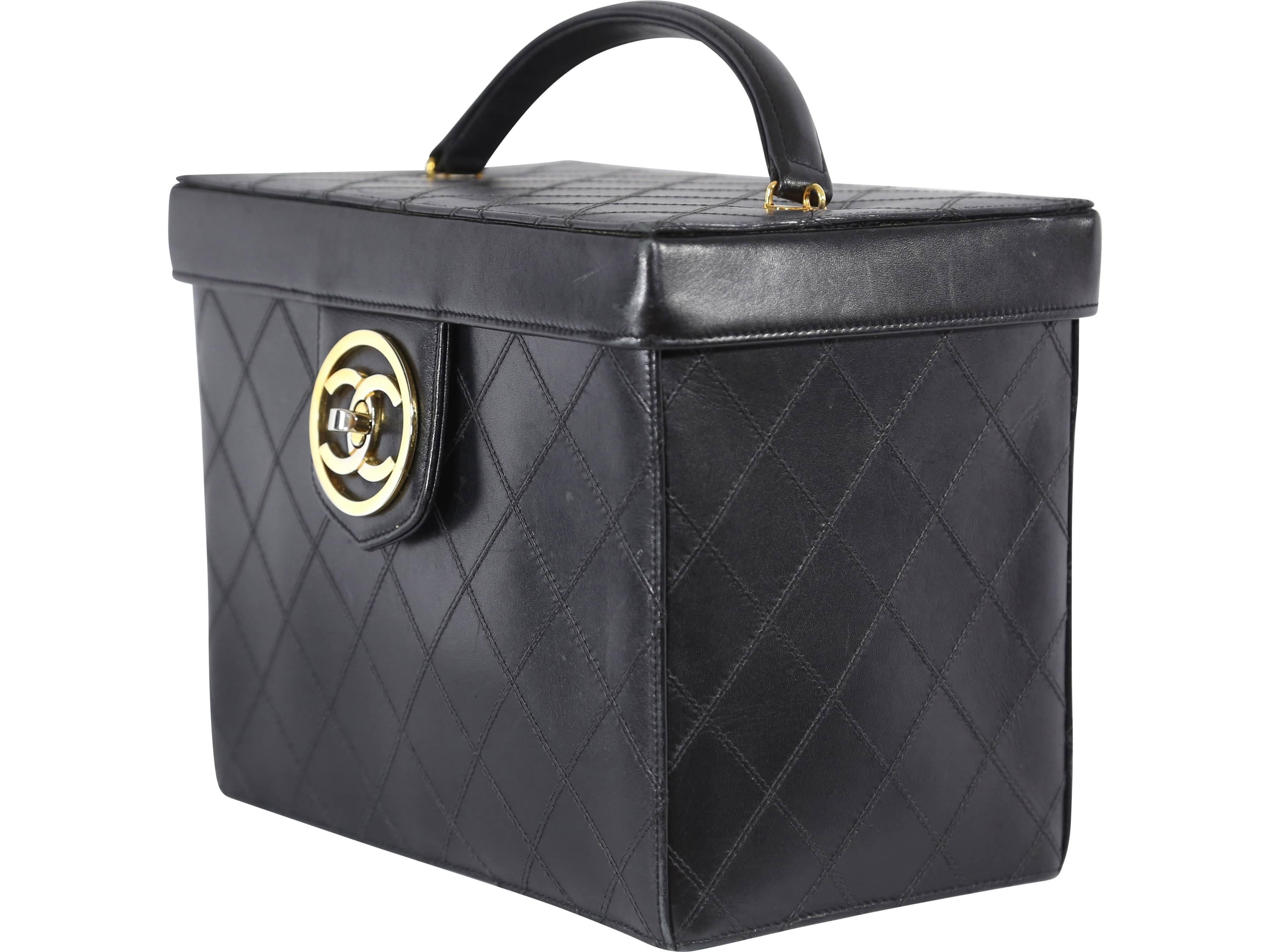 Women's Chanel Black Leather Trunk Case Handbag