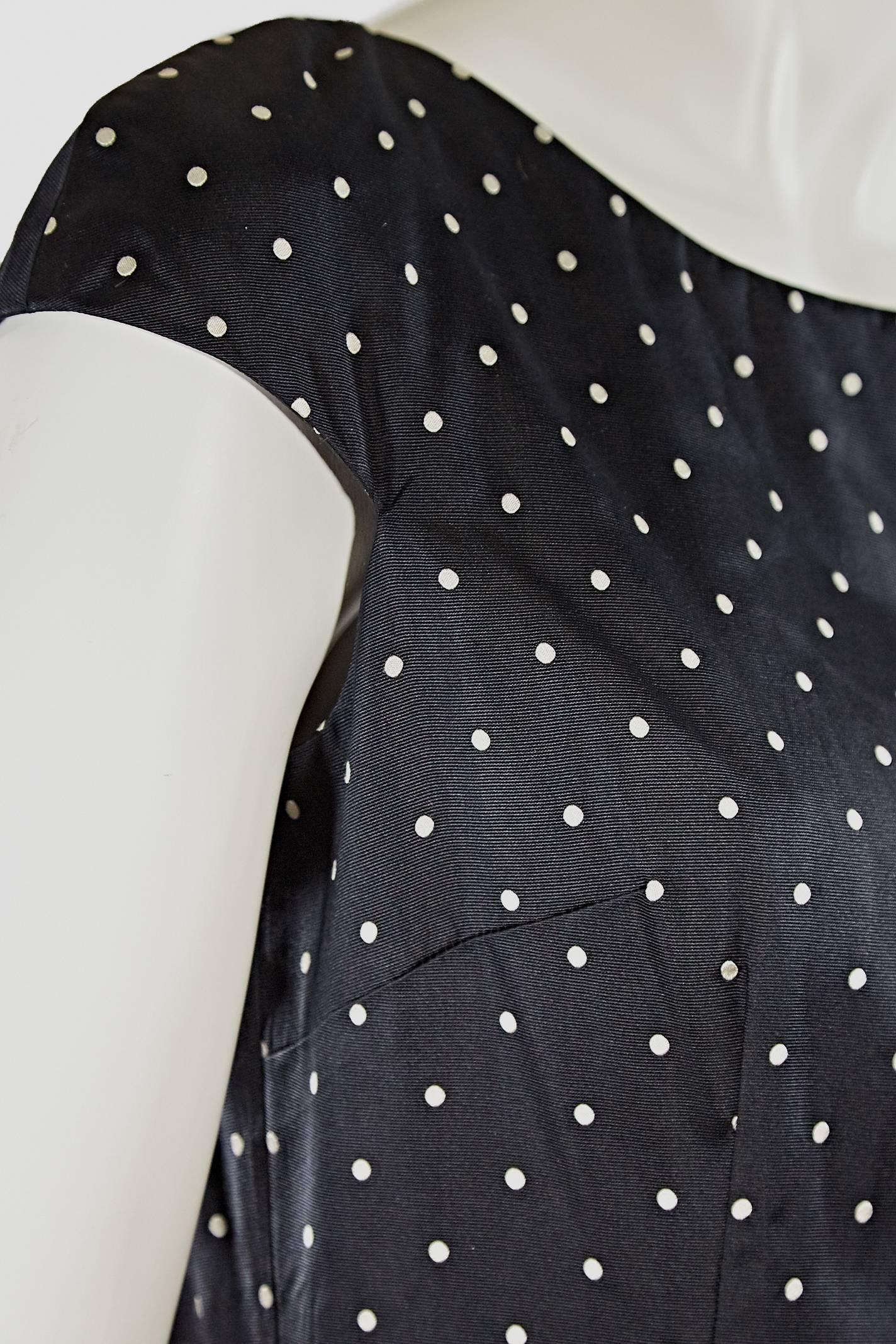 Christian Dior Black Polka Dot Cap Sleeve Sheath Dress 1