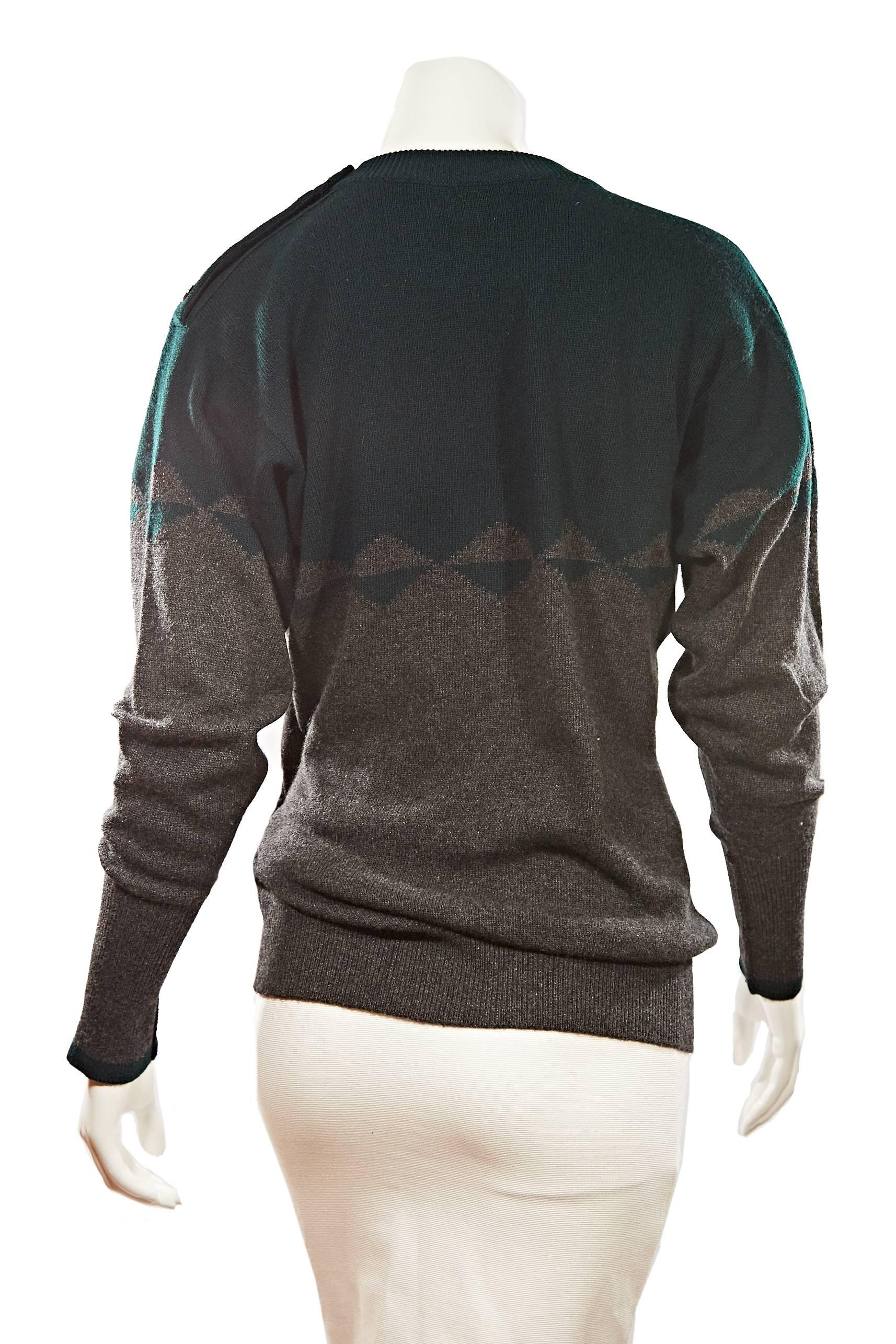 Women's Chanel Green & Grey Cashmere Sweater