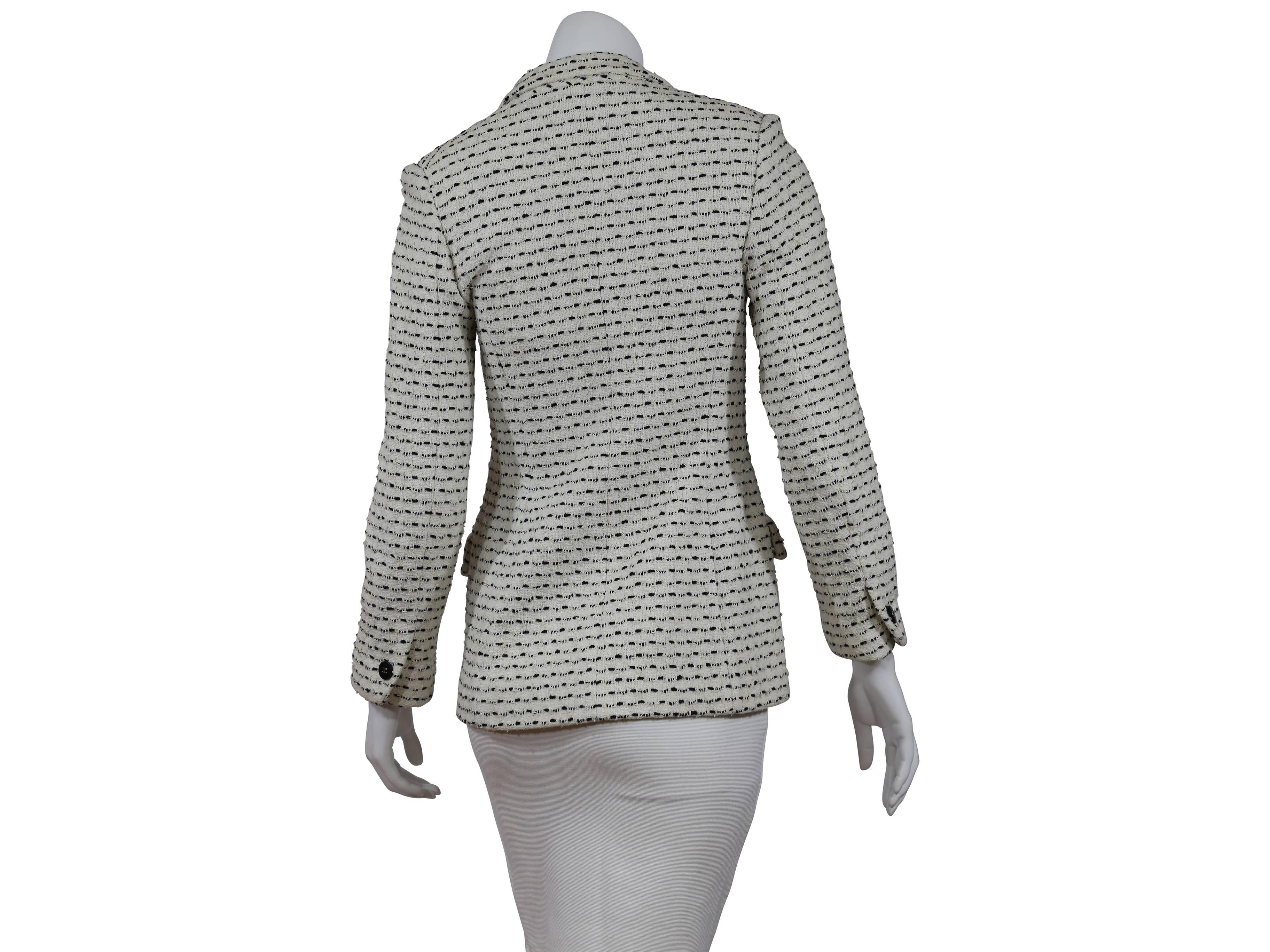 Gray Chanel Black and White Tweed Cotton Blend Jacket