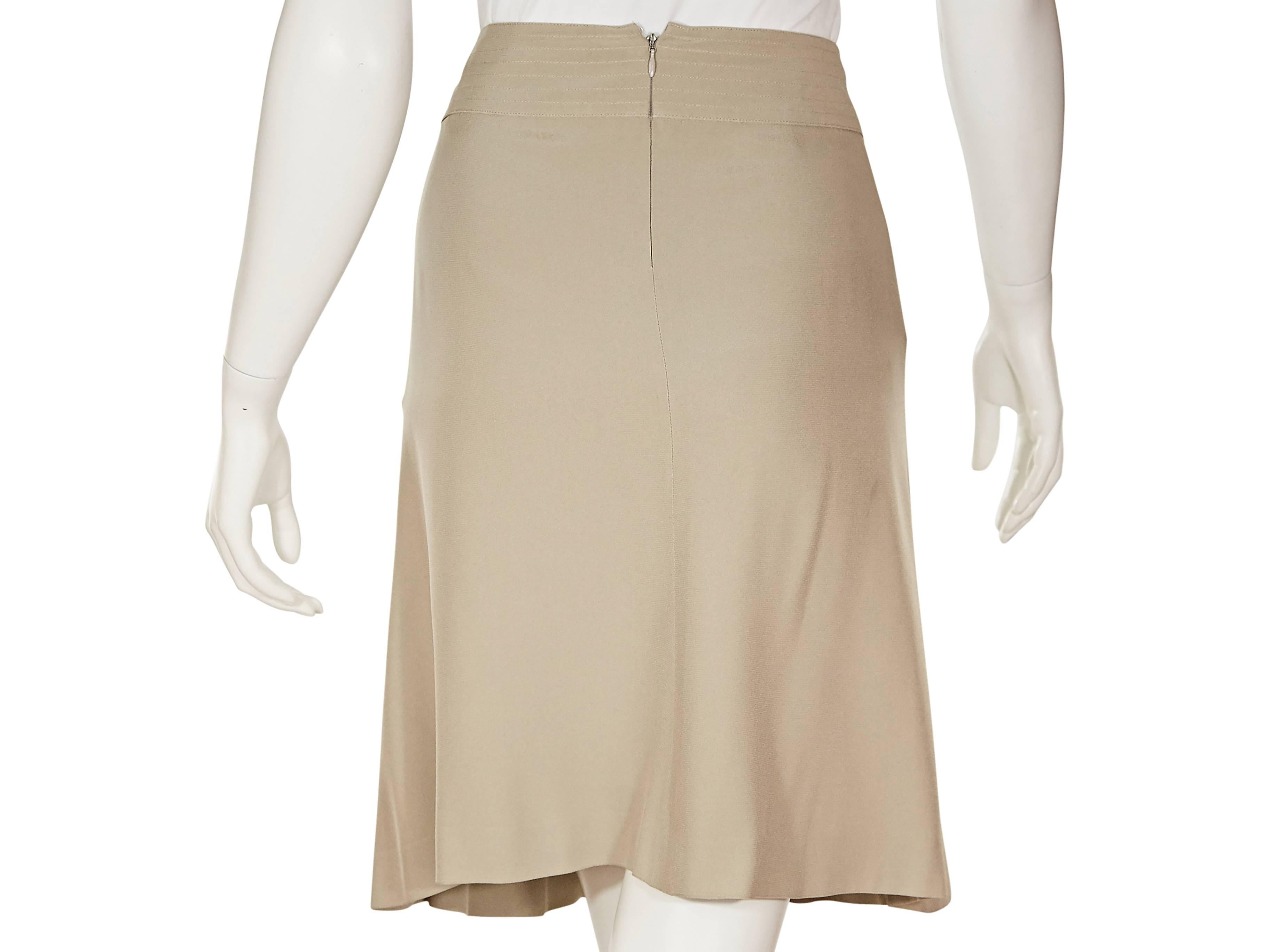 Beige Tan Chanel Silk A-Line Skirt