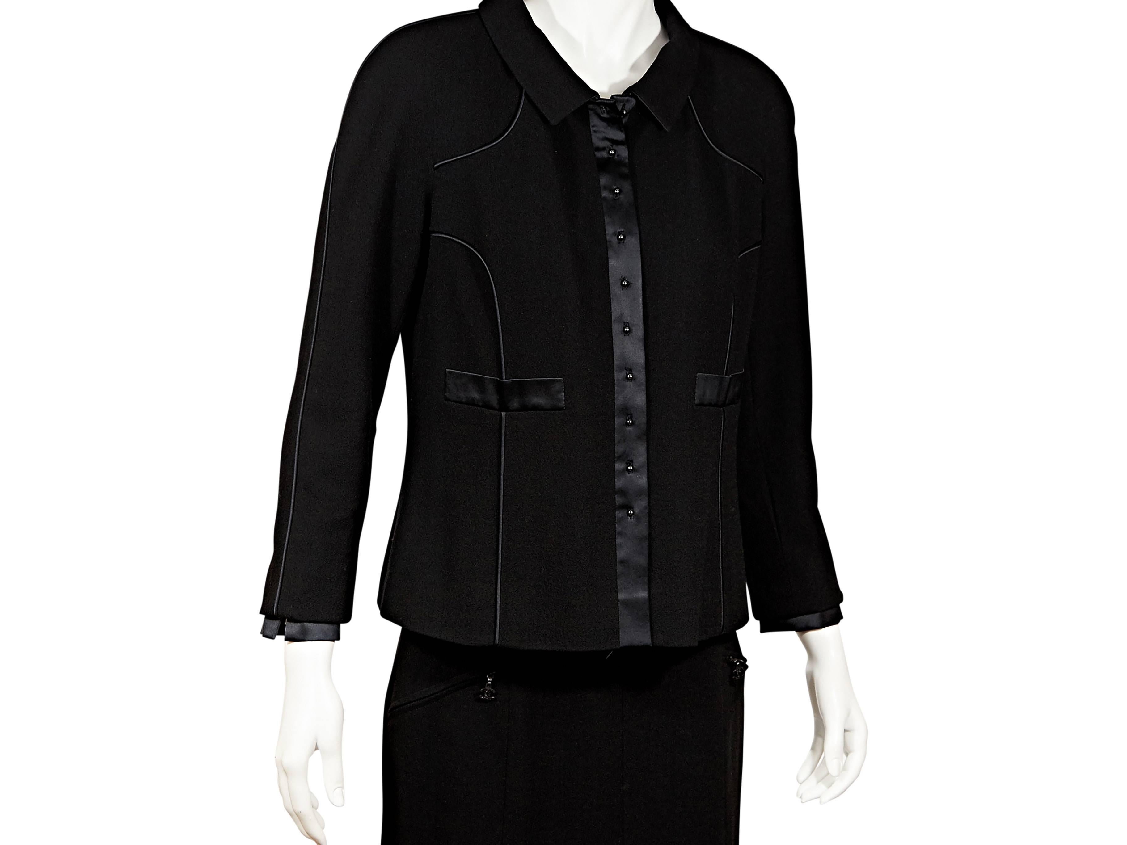 Women's Black Chanel Wool & Silk Skirt Suit Set