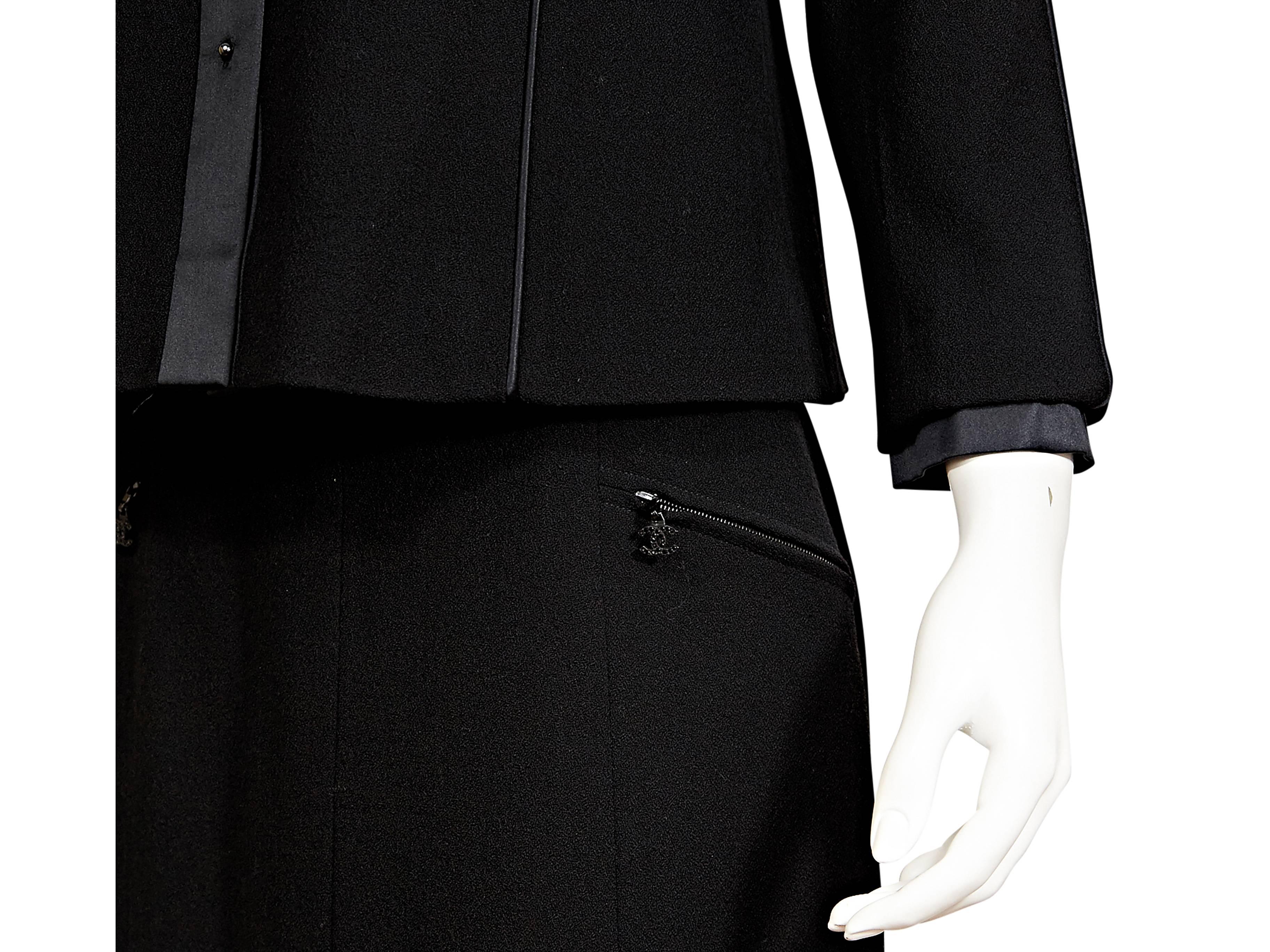 Black Chanel Wool & Silk Skirt Suit Set 1