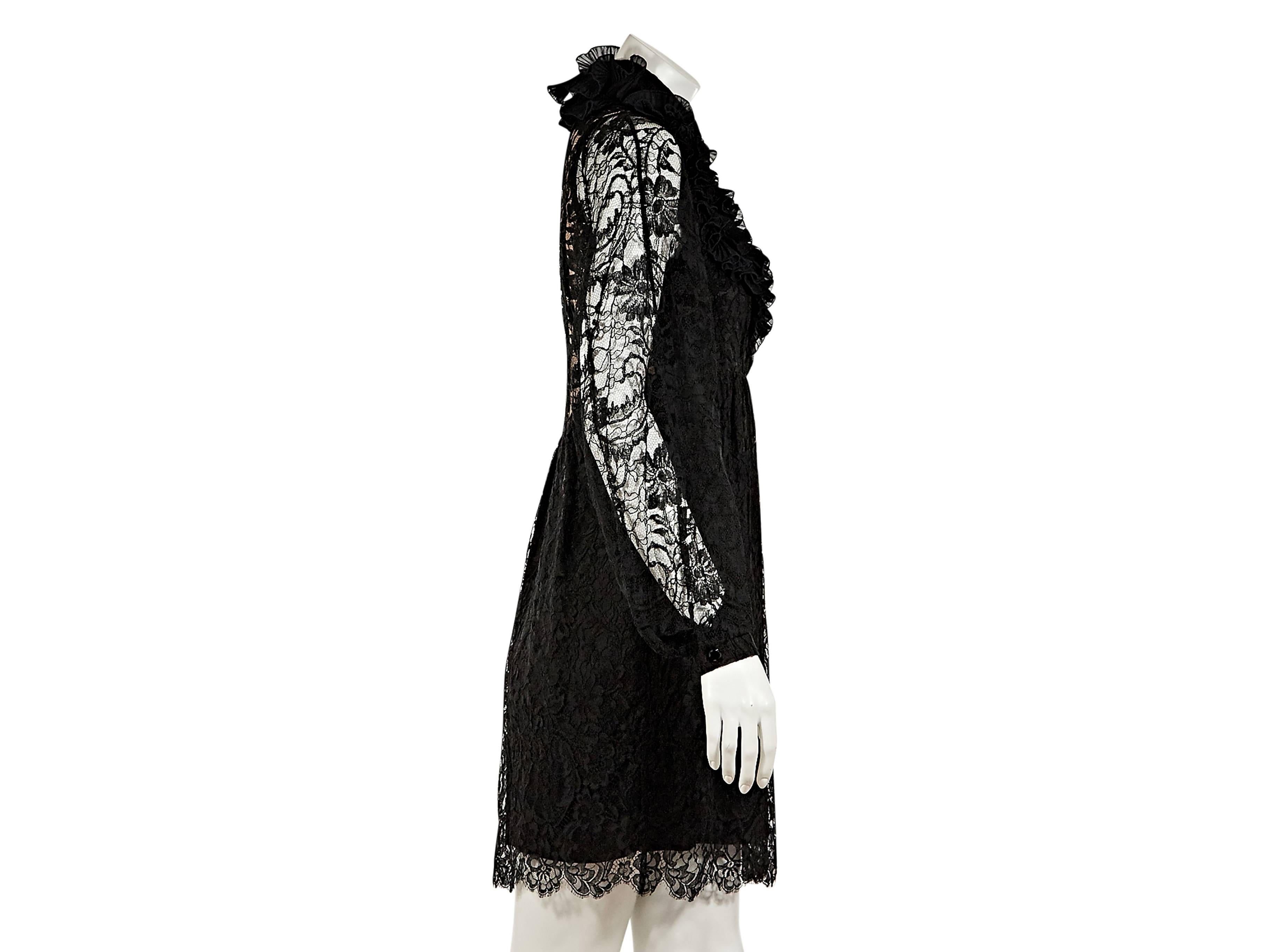 Black Givenchy Ruffled Lace Dress In Excellent Condition In New York, NY