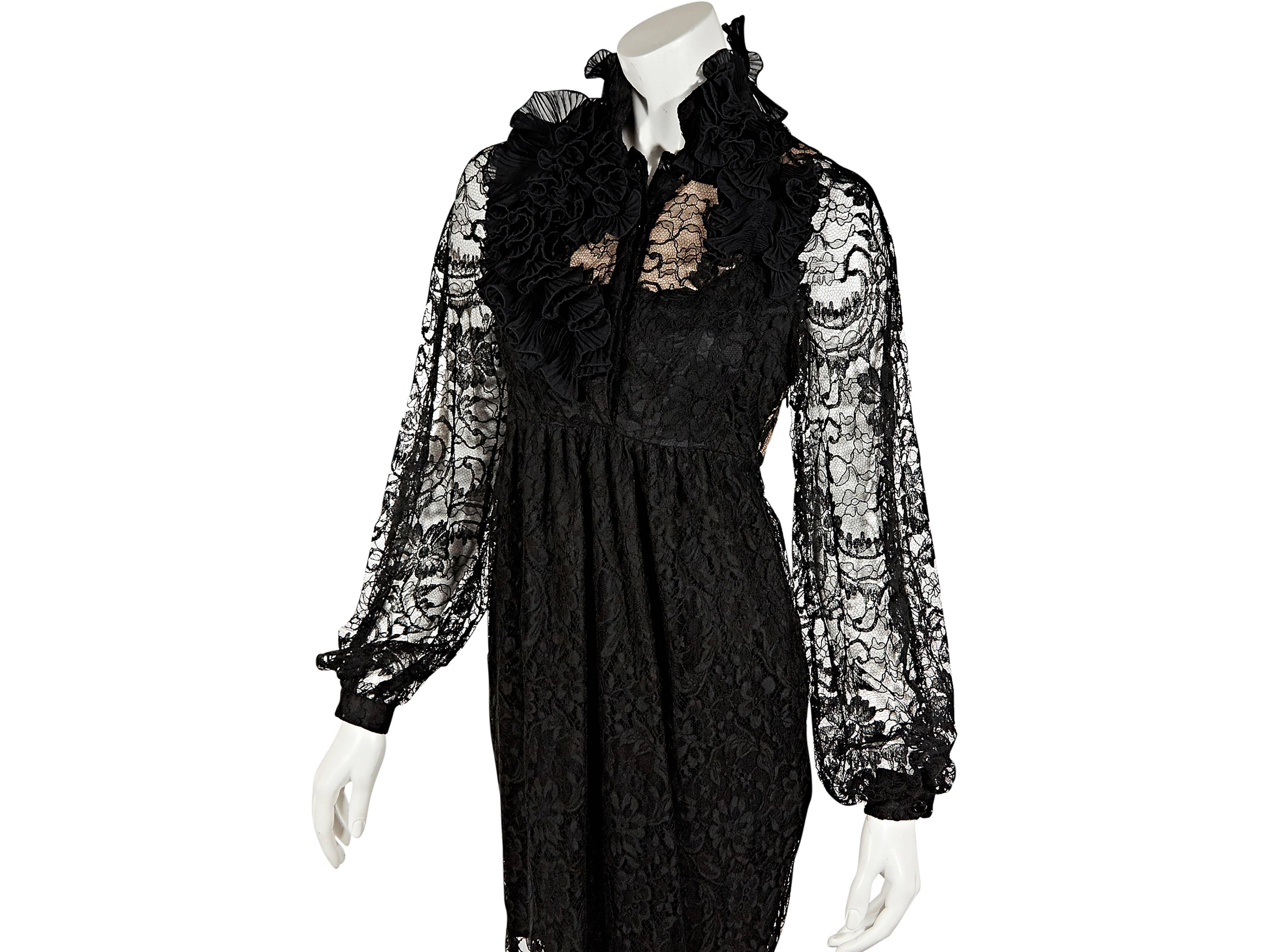 Women's Black Givenchy Ruffled Lace Dress