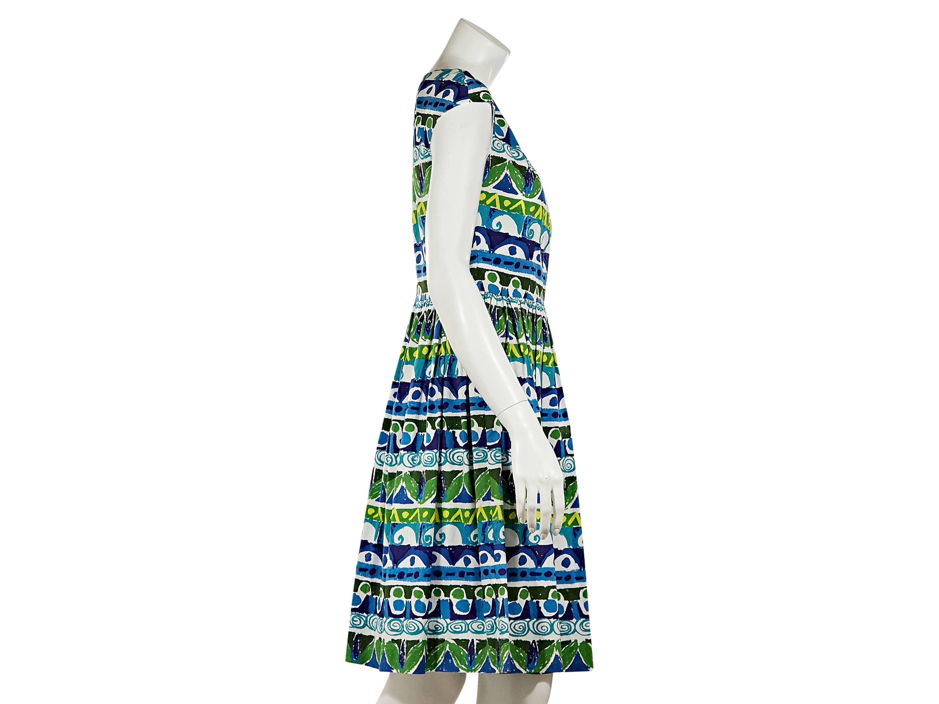 Blue Multicolor Prada Printed Fit-and-Flare Dress