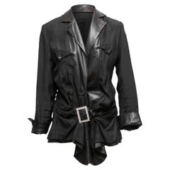 Black Christian Dior Leather-Trimmed Jacket Size US S/M