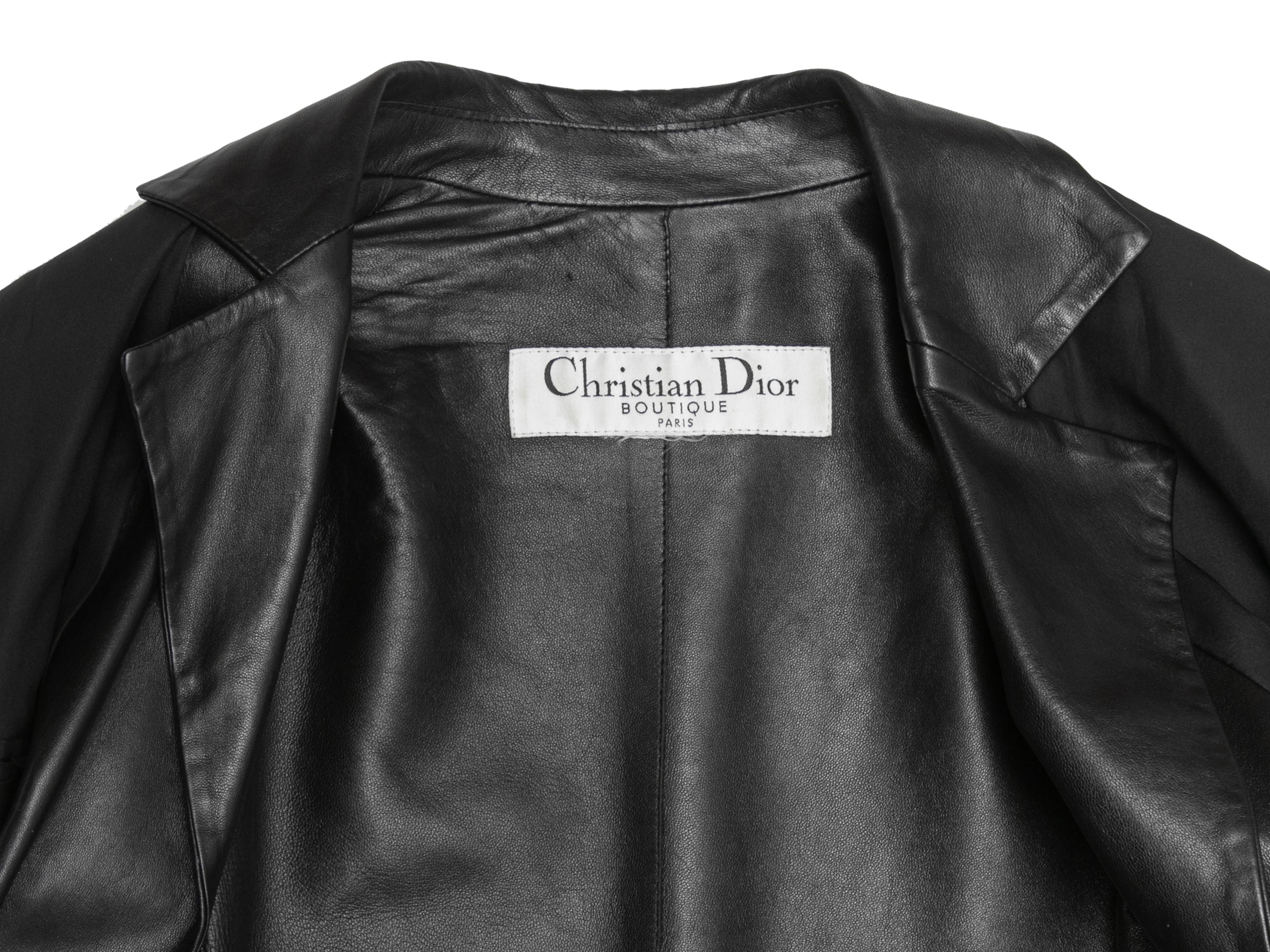 Women's Black Christian Dior Leather-Trimmed Jacket Size US S/M For Sale