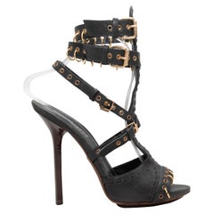 Schwarze Emilio Pucci Sandaletten mit Käfig und Ösen in Größe 38