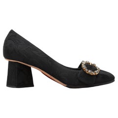 Black Dolce & Gabbana Jacquard Crystal Buckle Pumps Size 40