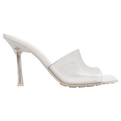 Weiße & klare Bottega Veneta PVC Heeled Slide Sandalen mit Absatz Größe 40