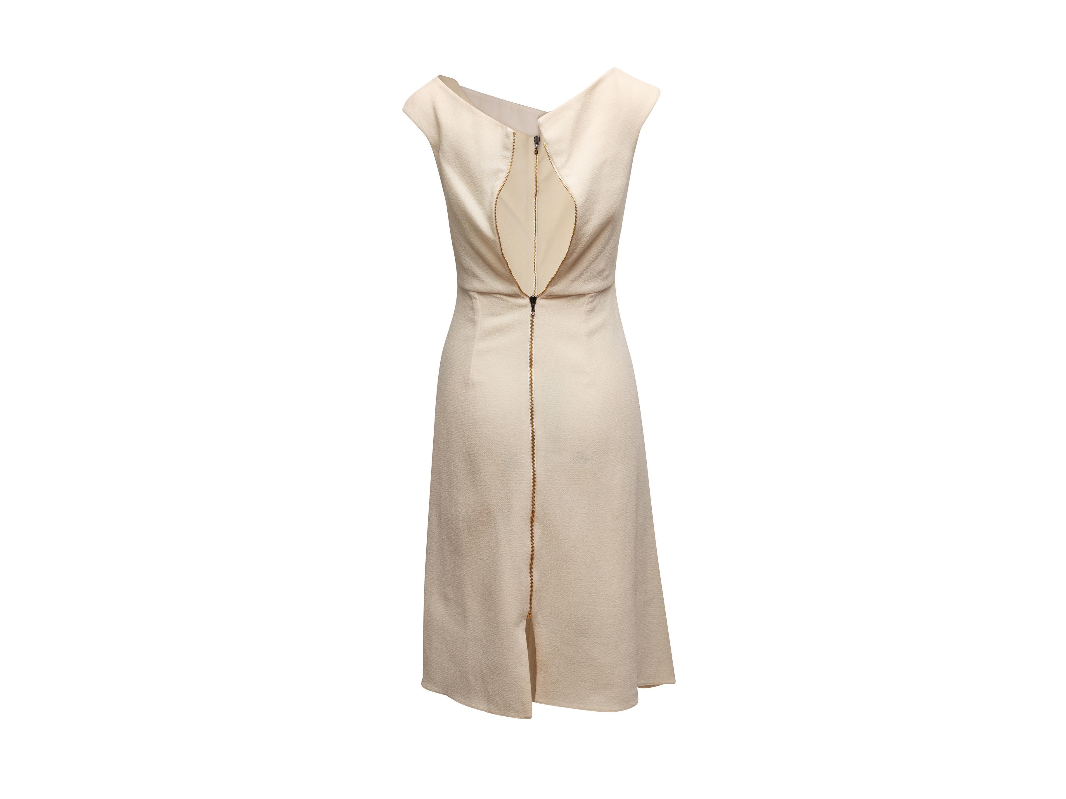 Beige Robe asymétrique en laine crème Roland Mouret Taille 4 en vente