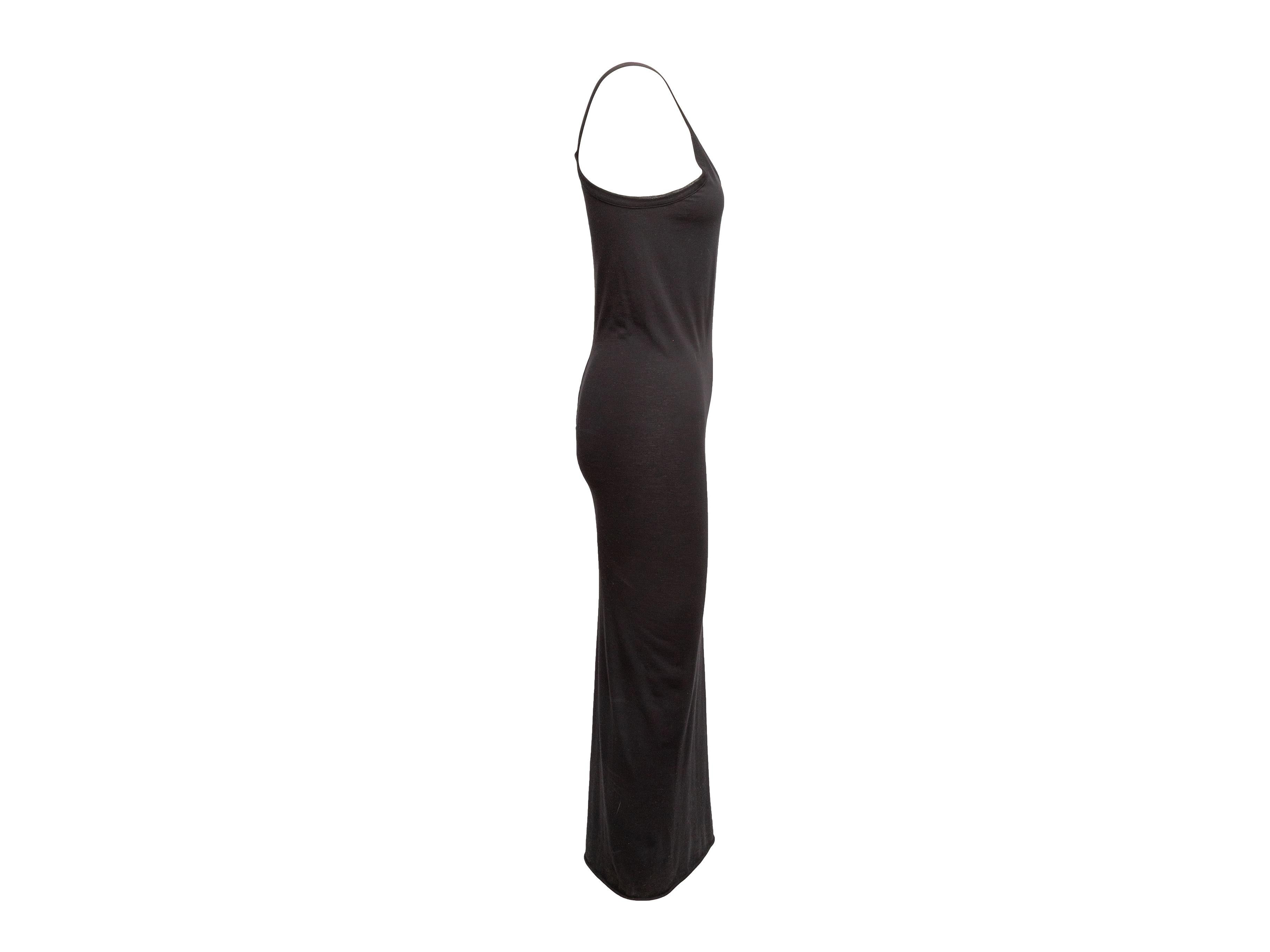 Schwarzes ärmelloses Maxikleid von Rick Owens Lilies. Rundhalsausschnitt. 34