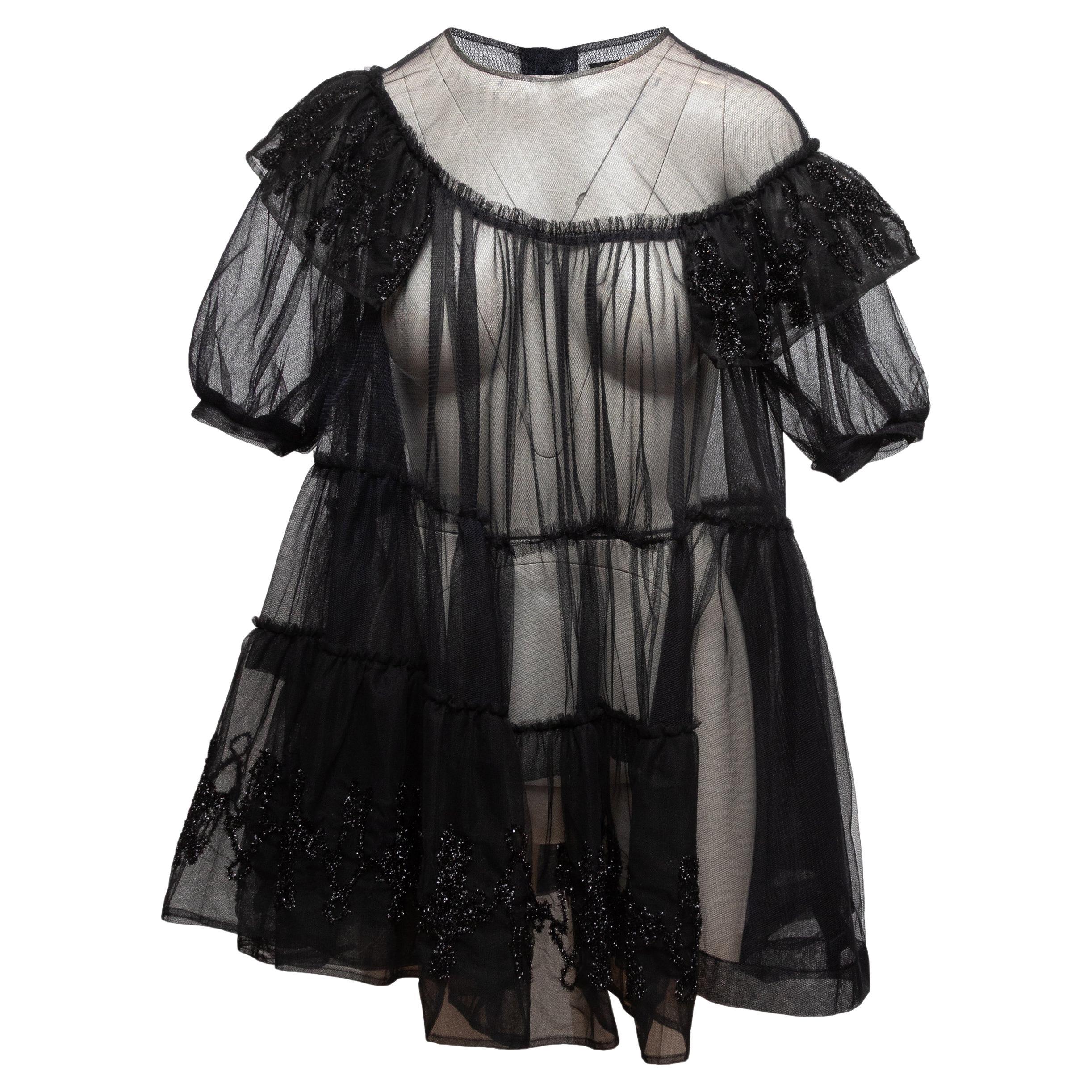 Mini abito nero a rete trasparente di Simone Rocha taglia 10 UK in vendita