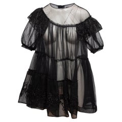 Black Simone Rocha Sheer Mesh Mini Dress Size UK 10