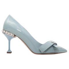 Escarpins à bout pointu avec nœud en cristal bleu Light Miu Miu Taille 37