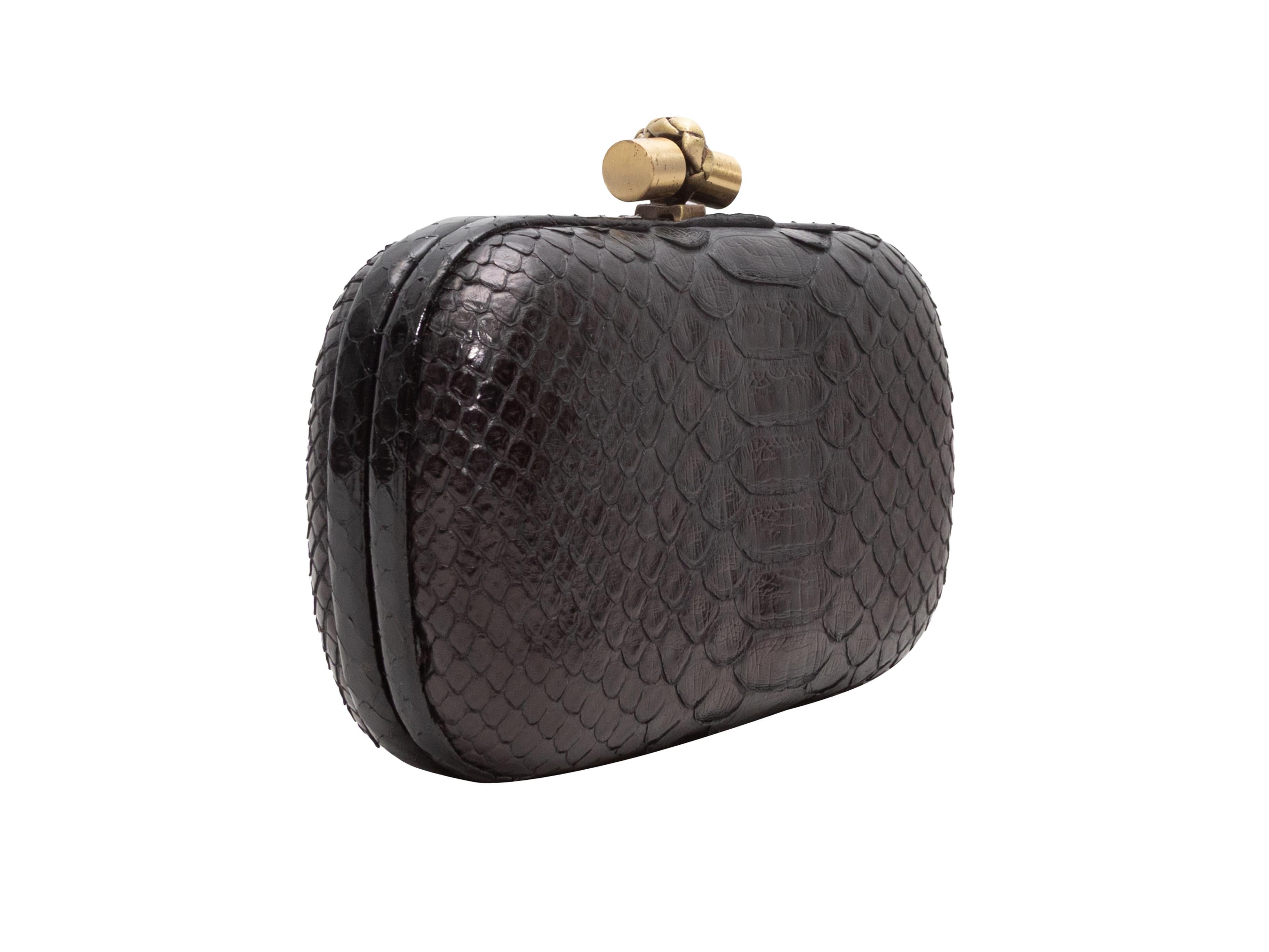 Black Bottega Veneta Small Python Hard Shell Clutch For Sale 1