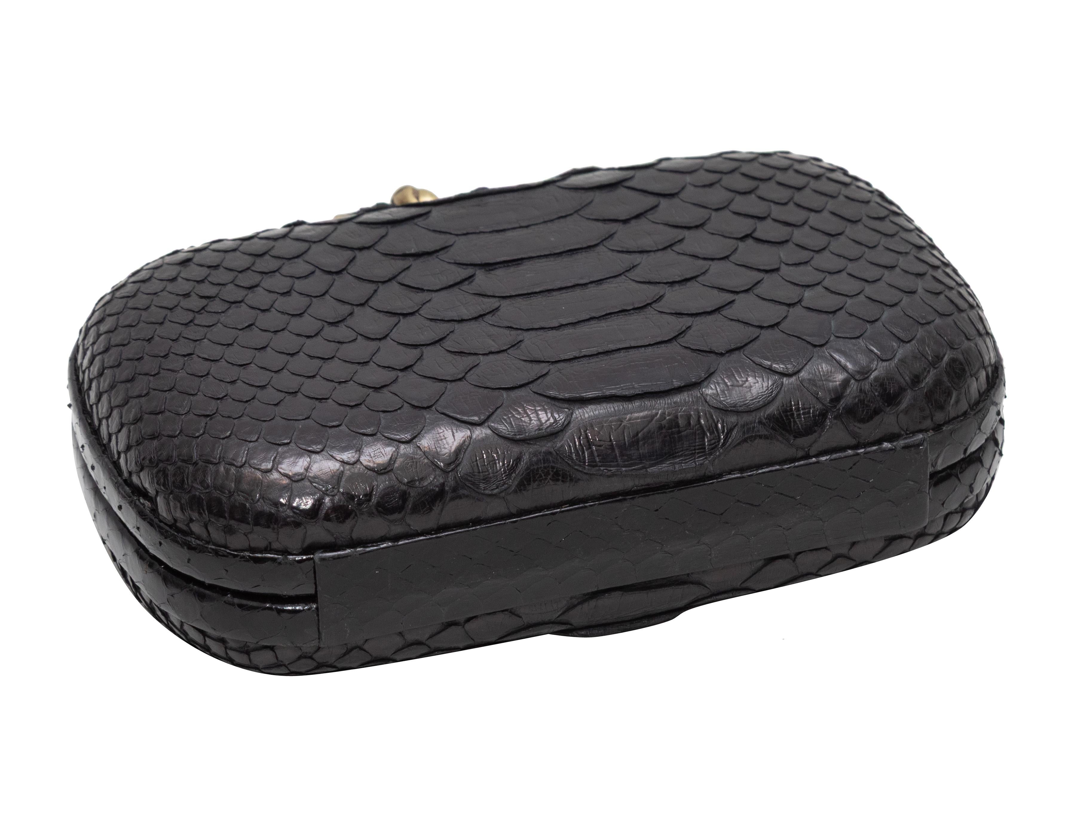 Women's Black Bottega Veneta Small Python Hard Shell Clutch For Sale