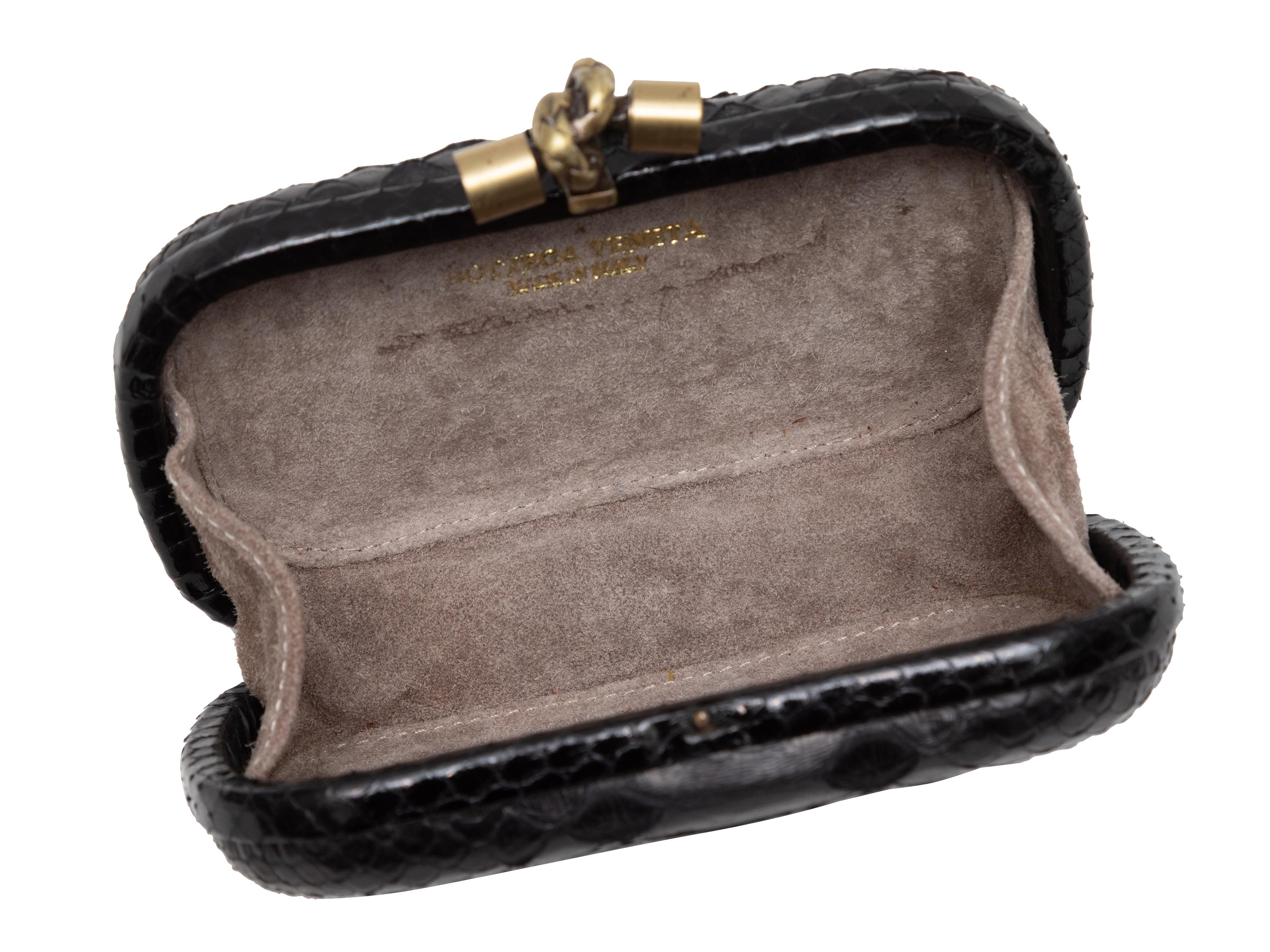 Black Bottega Veneta Small Python Hard Shell Clutch In Good Condition For Sale In New York, NY
