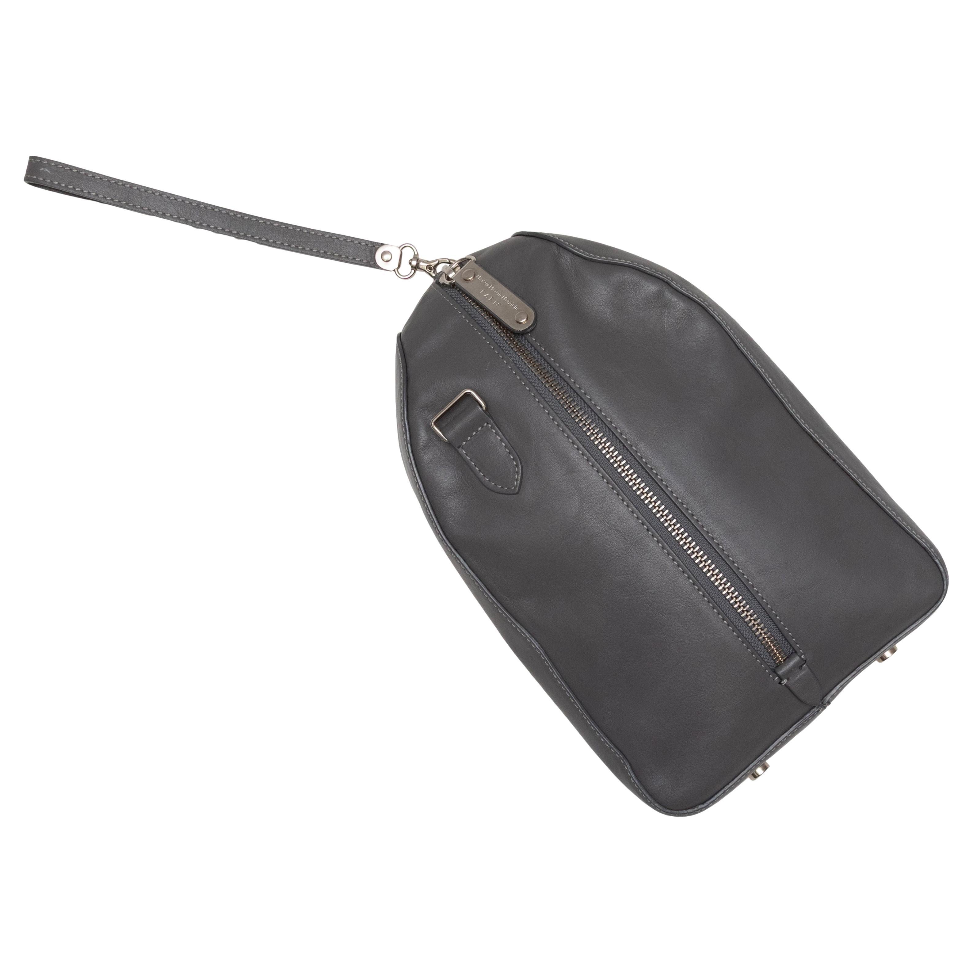 Grey Maison Margiela Leather Zip Wristlet