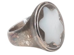 Sterling Silver & Pearl Montblanc Star Ring Size 7.5