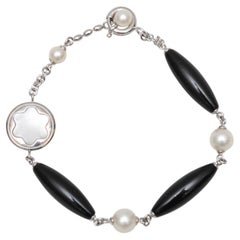 Sterling Silver Montblanc Pearl & Bead Link Bracelet