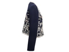 Chaqueta bordada de Oscar de la Renta en azul marino y blanco, talla S (EE. UU.)